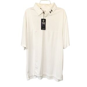 UNDER ARMOUR  Sz 2XL Golf Polo Shirt White Loose Fit Heat Gear UPF30+ NWT $64.99